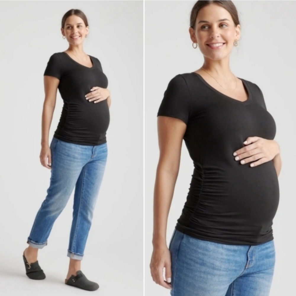 🆕️ Quince Tencel Jersey Maternity Ruched Tee in Black
